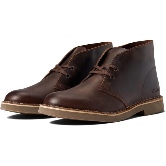 Clarks Men 11M Beeswax Leather Bushacre 2 Chukka Boots Lace Up Classic LB15-12 - Picture 1 of 10